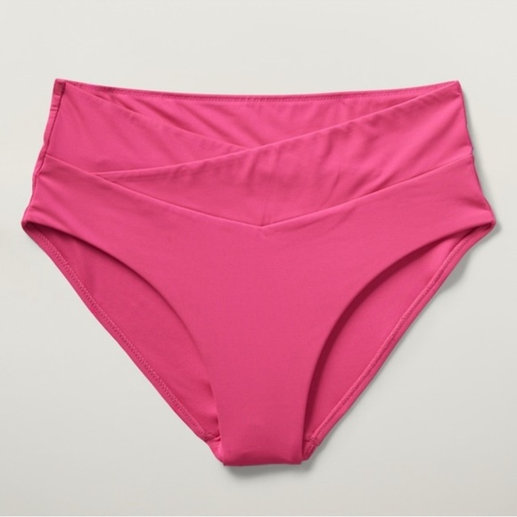 NEW WITH TAGS Athleta High-Waist Crossover Bikini Bottom – Tulip Pink Size Large - Picture 4 of 11